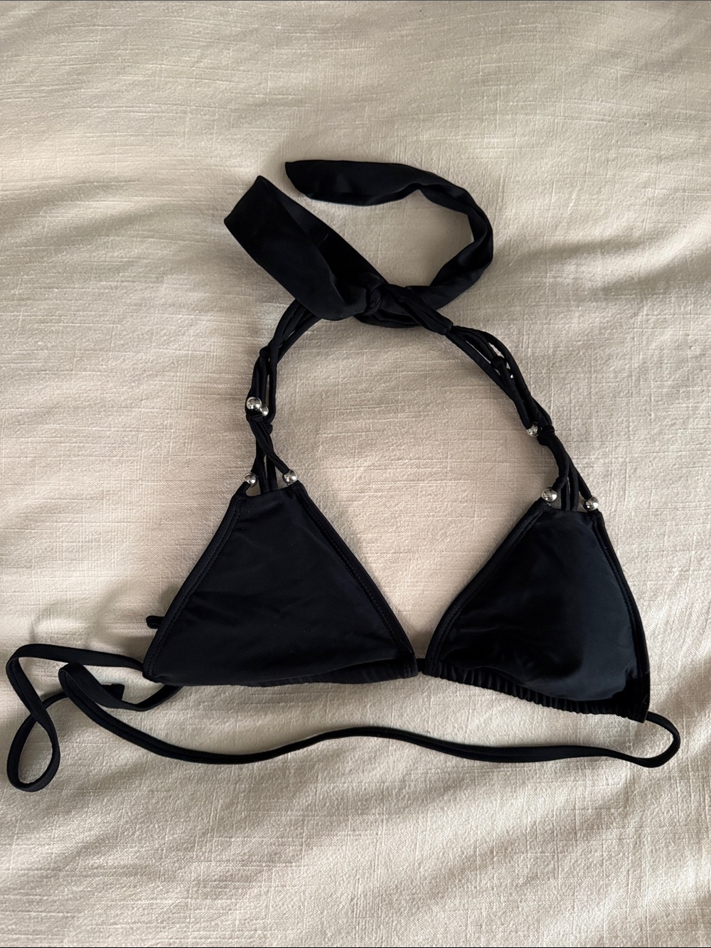wild fable Black Braided-Detail Triangle Bikini Top